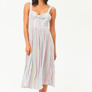 Rainbow-Striped Summer Tie-Front Dress